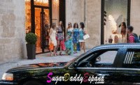 chicas de compras y una limusina