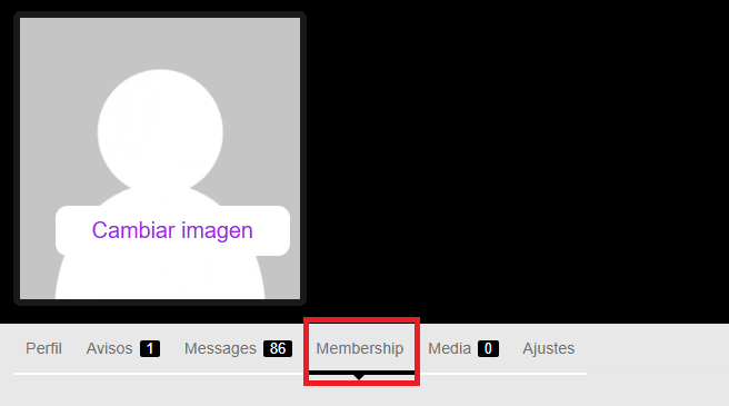 Pantallazo de donde esta el botón membresía.