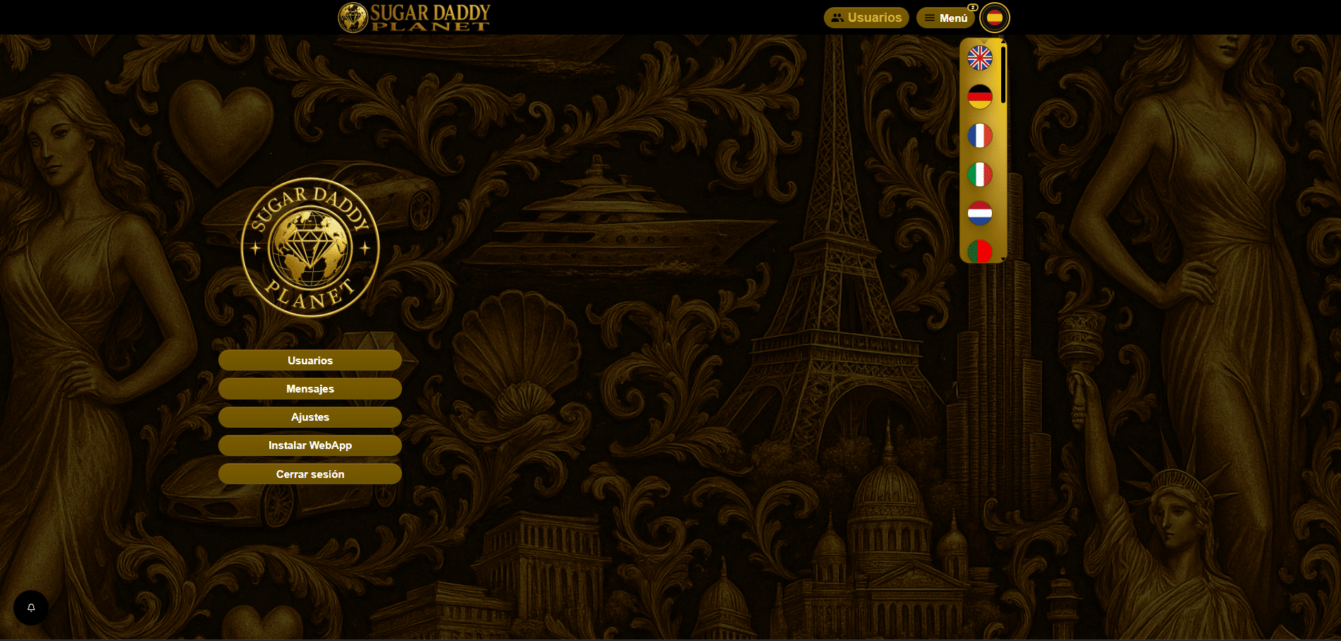 Imágen de la web sugar daddy planet por dentro