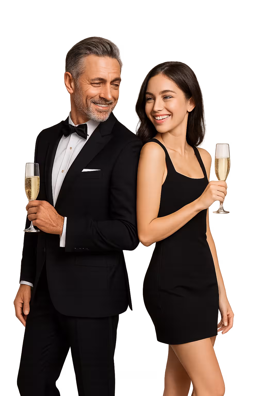 Hombre y mujer sonrien y se miran