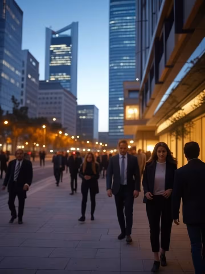 Escena urbana de Madrid con gente caminando por la calle