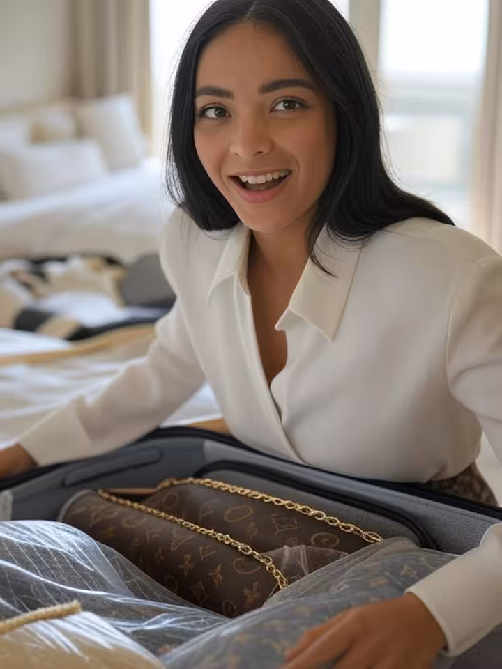 Mujer preparando maleta para viaje de encuentro sugar