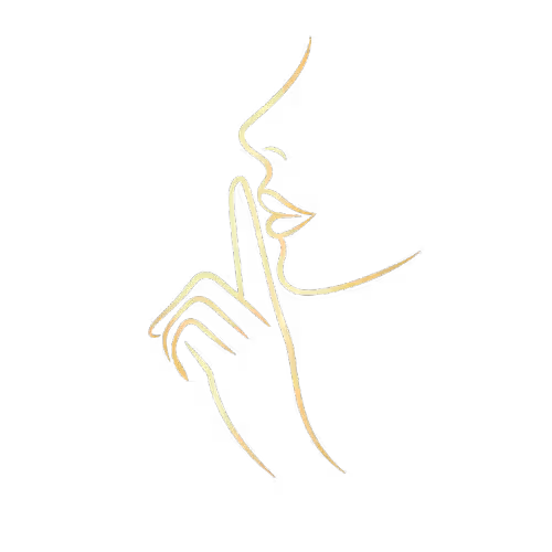 Icono de dedo y mano sobre labios significa discrección